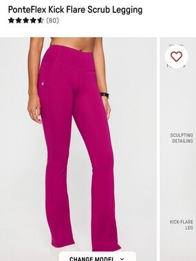 PonteFlex Kick Flare Scrub Legging - Magenta
